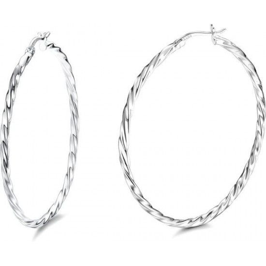 925 Sterling Silver Twisted Hoop Earrings For Women White Gold Plated Small Hoop Earrings Lightweight Huggie Hinged Hoop Earring 925 Sterling Silver Twisted Hoop Earrings For Women White Gold Plated Small Hoop Earrings Lightweight Huggie Hinged Hoop Earring